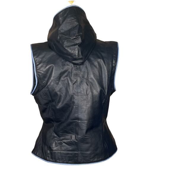 Wilson’s Women’s Black Leather Lined Maxima Zippered Vest with Hood Size Large - Picture 5 of 11